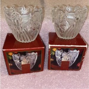 VTG 3” Lenox candle holders votive tea light Gorham Angels of peace set of 2